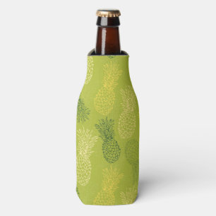 Pineapple Outline Pattern on Green Bottle Cooler