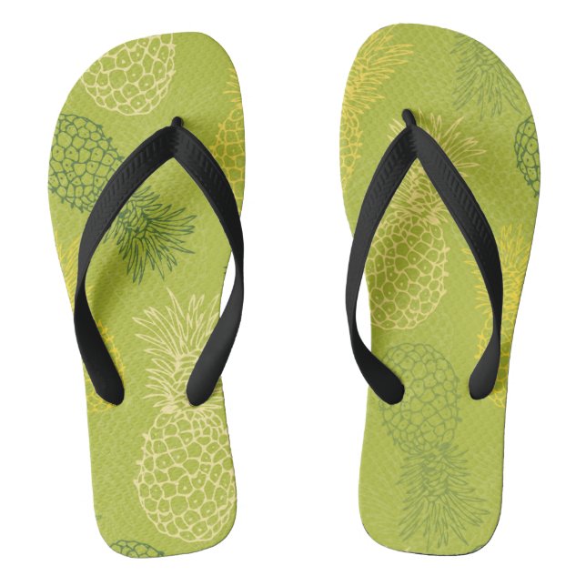 Pineapple Outline Pattern on Green Jandals (Footbed)