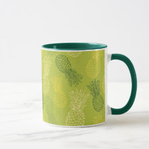 Pineapple Outline Pattern on Green Mug