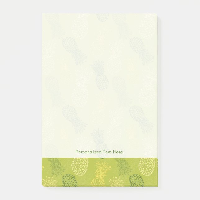 Pineapple Outline Pattern on Green Post-it Notes (Front)