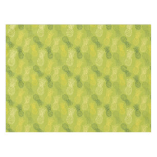 Pineapple Outline Pattern on Green Tablecloth