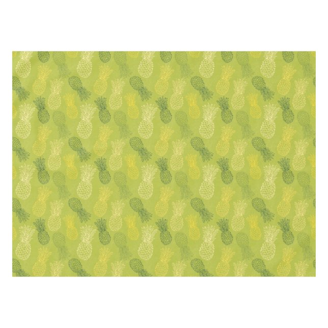 Pineapple Outline Pattern on Green Tablecloth (Front (Horizontal))