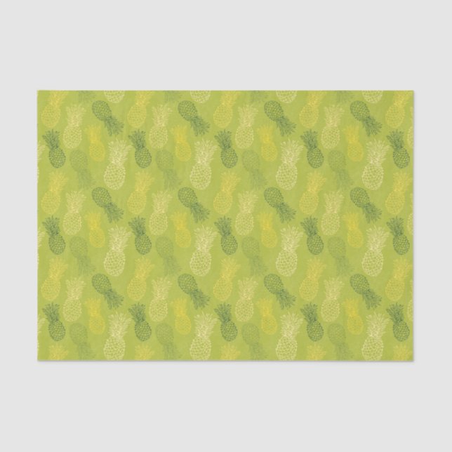 Pineapple Outline Pattern on Green Tissue Paper (Front)