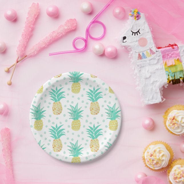 Pineapple Painting Tropical Paper Plate (Party)