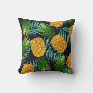 Pineapple Palms Black Tapestry Cushion