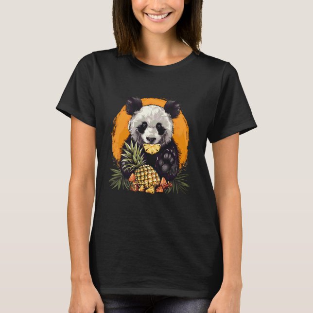 Pineapple Panda Bear Pineapples Fruit Drawing Anim T-Shirt (Front)