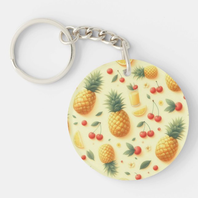 Pineapple Parade (customisable) Key Ring (Front)