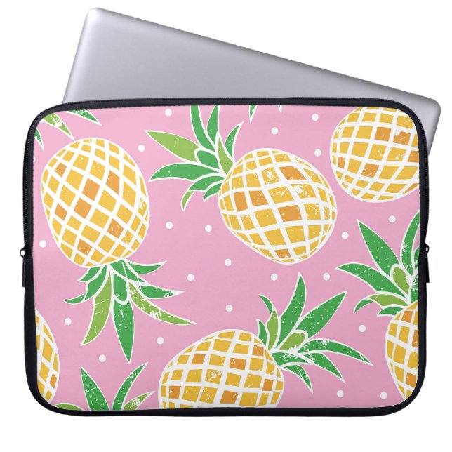 Pineapple Paradise: Tropical Pattern Laptop Sleeve (Front)