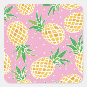 Pineapple Paradise: Tropical Pattern Square Sticker