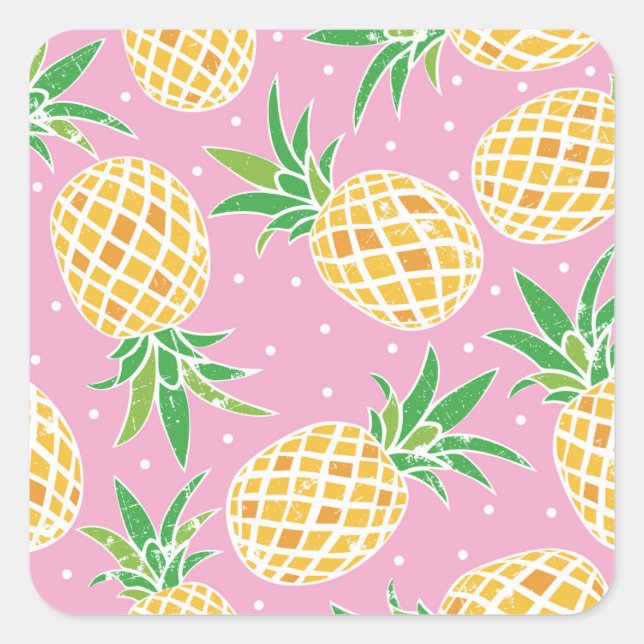 Pineapple Paradise: Tropical Pattern Square Sticker (Front)