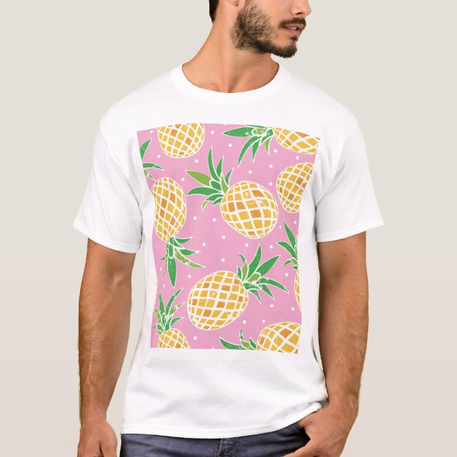 Pineapple Paradise: Tropical Pattern T-Shirt (Front)