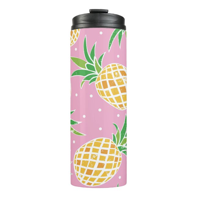 Pineapple Paradise: Tropical Pattern Thermal Tumbler (Front)