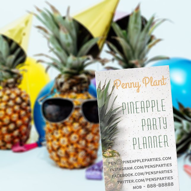 Pineapple Party Planner Professional Business Card (Simply customize with your details and let the tropical vibes do the rest!)
