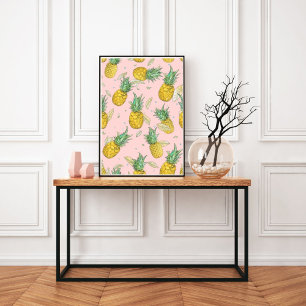 Pineapple Party Tropical Fruit Pattern Poster