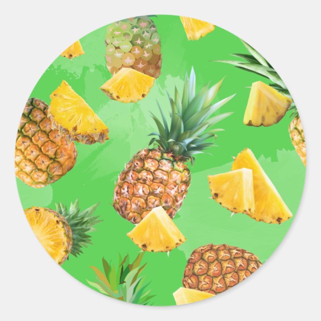 Pineapple Pattern 6 Classic Round Sticker (Front)