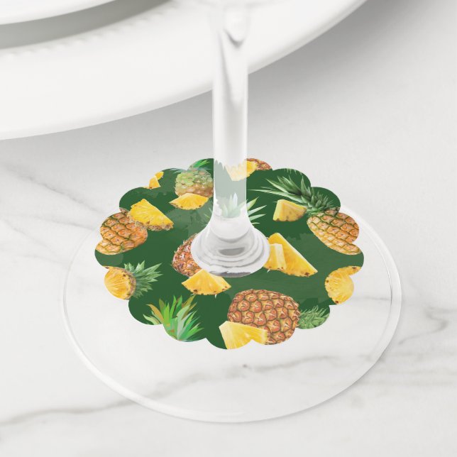 Pineapple Pattern 9 Wine Glass Tag (Close Up)