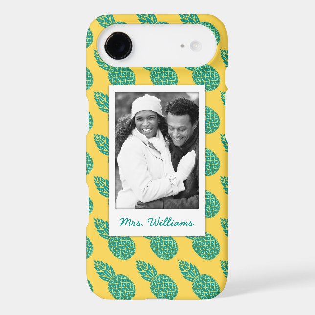 Pineapple Pattern | Add Your Photo & Name Case-Mate iPhone Case (Back)