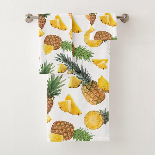 Pineapple Pattern Bath Towel Set (Insitu)