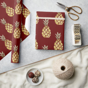 Pineapple Pattern Country Farmhouse Red Wrapping Paper