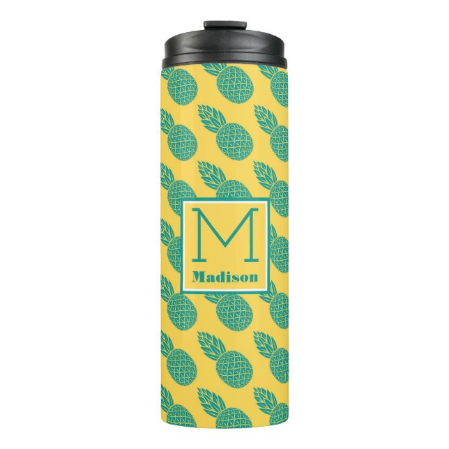 Pineapple Pattern | Monogram Thermal Tumbler (Front)