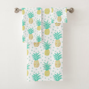 Pineapple Pattern Polka Dot Bath Towel Set