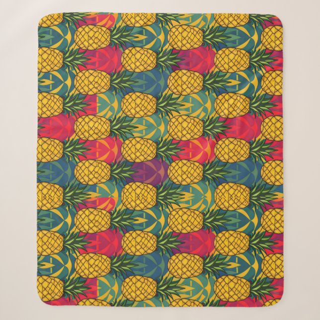 Pineapple Pattern  Sherpa Blanket (Front)