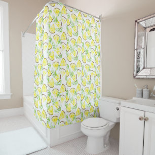 Pineapple Pattern Tropical Watercolor Chic Modern Shower Curtain