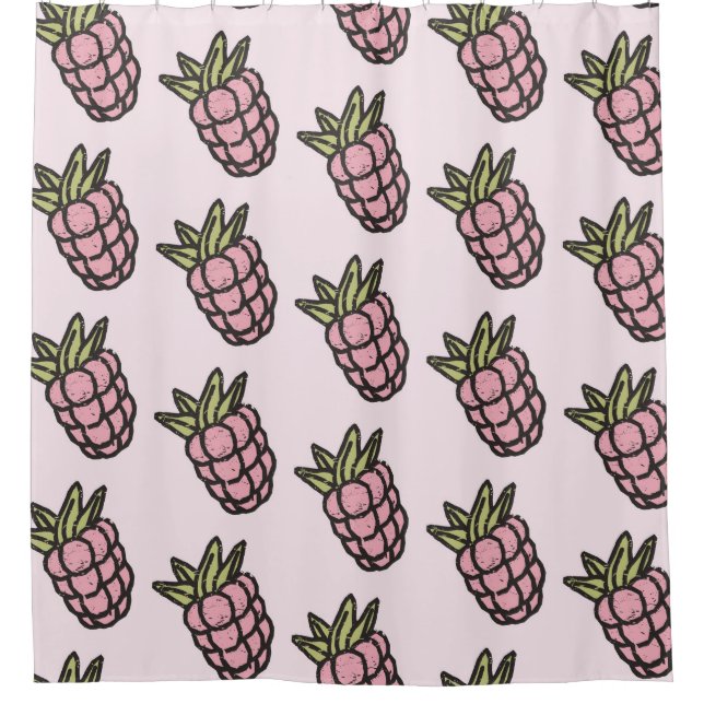 Pineapple Pattern Y2K Retro Funky Shower Curtain (Front)