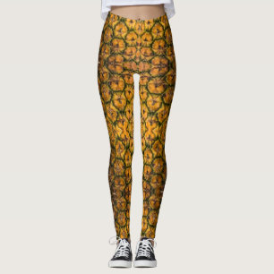 Pineapple Peel Texture Gold Pattern Photo Leggings