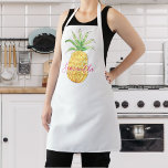 Pineapple Personalised<br><div class="desc">This cute and girly apron is decorated with a yellow watercolor pineapple and a name in pink typography. You can customise it by changing the name or making it a monogram. Use the Customise Further option to change the text size, style, or colour. Because we create our artwork you won't...</div>
