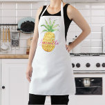 Pineapple Personalised Apron<br><div class="desc">This cute and girly apron is decorated with a yellow watercolor pineapple and a name in pink typography. You can customise it by changing the name or making it a monogram. Use the Customise Further option to change the text size, style, or colour. Because we create our artwork you won't...</div>