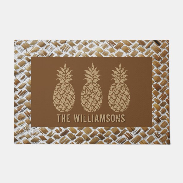 Pineapple Personalised Doormat (Front)