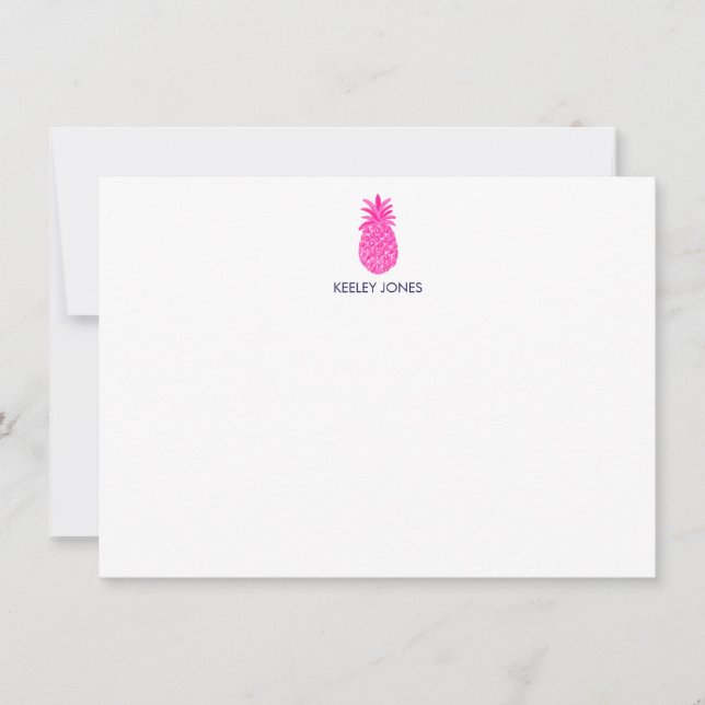 Pineapple Personalised Flat Note Card (Front)