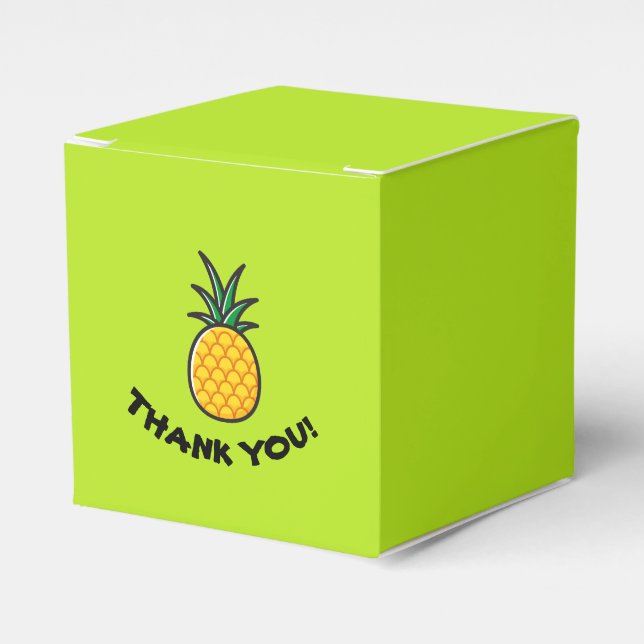 Pineapple Personalised Tropical Favour Boxes (Front Side)