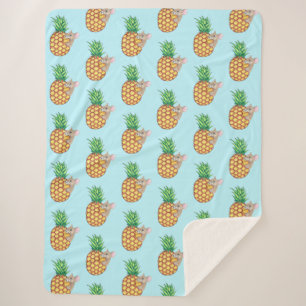 Pineapple Pika Takes a Bite Sherpa Blanket