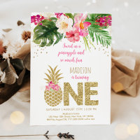 Pineapple Pink Gold Floral First Birthday