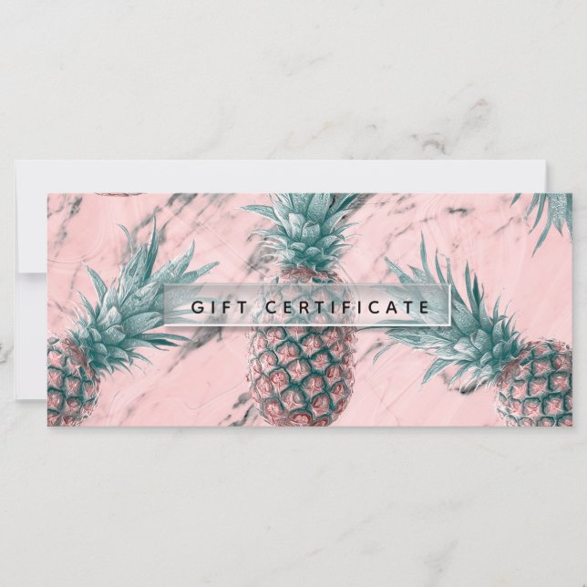 Pineapple Pink Marble Swirl Chic Gift Certificate (Front)
