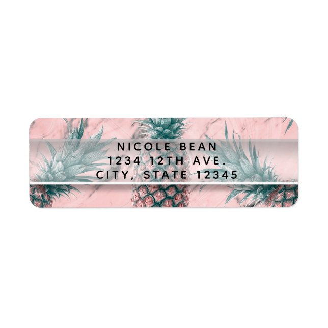 Pineapple Pink Marble Swirl Modern Party (Front)