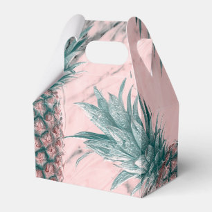 Pineapple & Pink Marble Swirl Modern Tropical Chic Favour Box