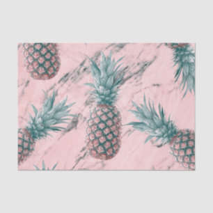 Pineapple & Pink Marble Swirl Modern Tropical Chic Tissue Paper