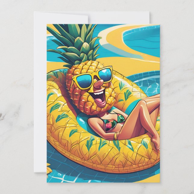 pineapple pool party invitations (Front)