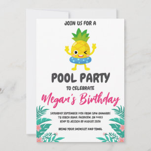 pineapple pool party invitations
