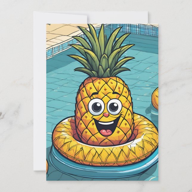 pineapple pool party invitations (Front)