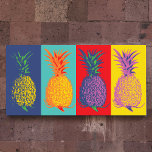 Pineapple Pop Art Poster<br><div class="desc">Pineapple Pop Art Poster - Presenting a colorful poster of a row of pineapples. Remind yourself of your love for all things tropical. Presented in pop art style and colors : indigo blue, jade, purple, green red and yellow. This modern pineapple wall art piece will give a dash of color...</div>