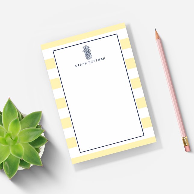 Pineapple Prep | Navy & Yellow Personalised Post-it Notes (Creator Uploaded)