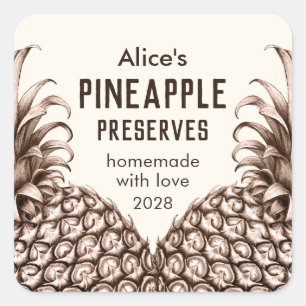Pineapple preserves homemade canning label