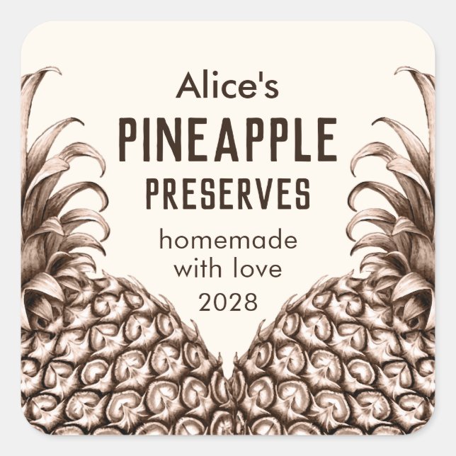Pineapple preserves homemade canning label (Front)
