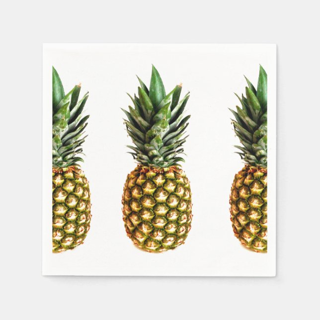Pineapple print tropical paper party napkins (Front)