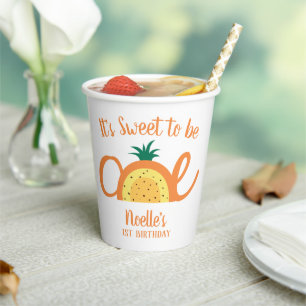 Pineapple Rainbow, Sweet to be One, 1st Birthday Paper Cups