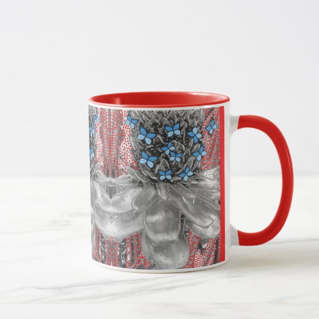 Pineapple Red Ants & Blue Butterflies Signature Mug (Right)